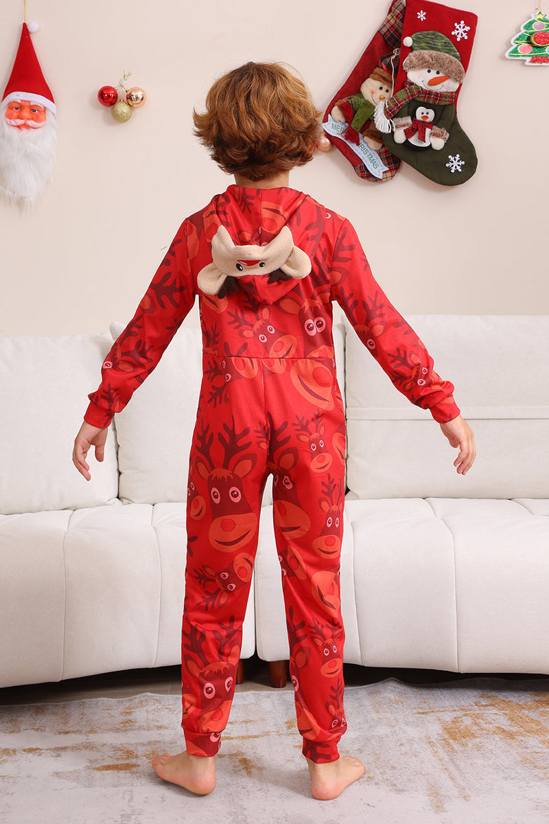 Load image into Gallery viewer, Red Patterned Hooded Family Pajama Set