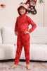 Load image into Gallery viewer, Red Patterned Hooded Family Pajama Set