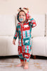 Load image into Gallery viewer, Red and Green Colorblock Christmas Hooded Family Pajama Set