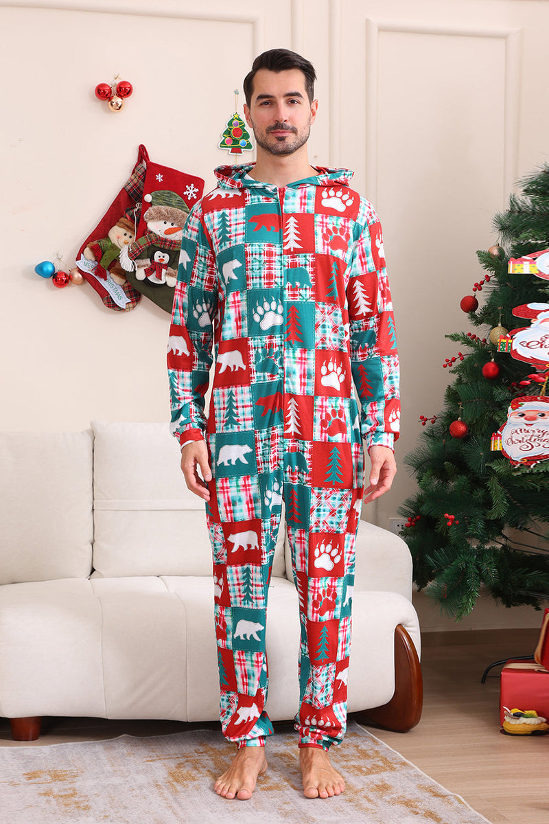 Load image into Gallery viewer, Red and Green Colorblock Christmas Hooded Family Pajama Set