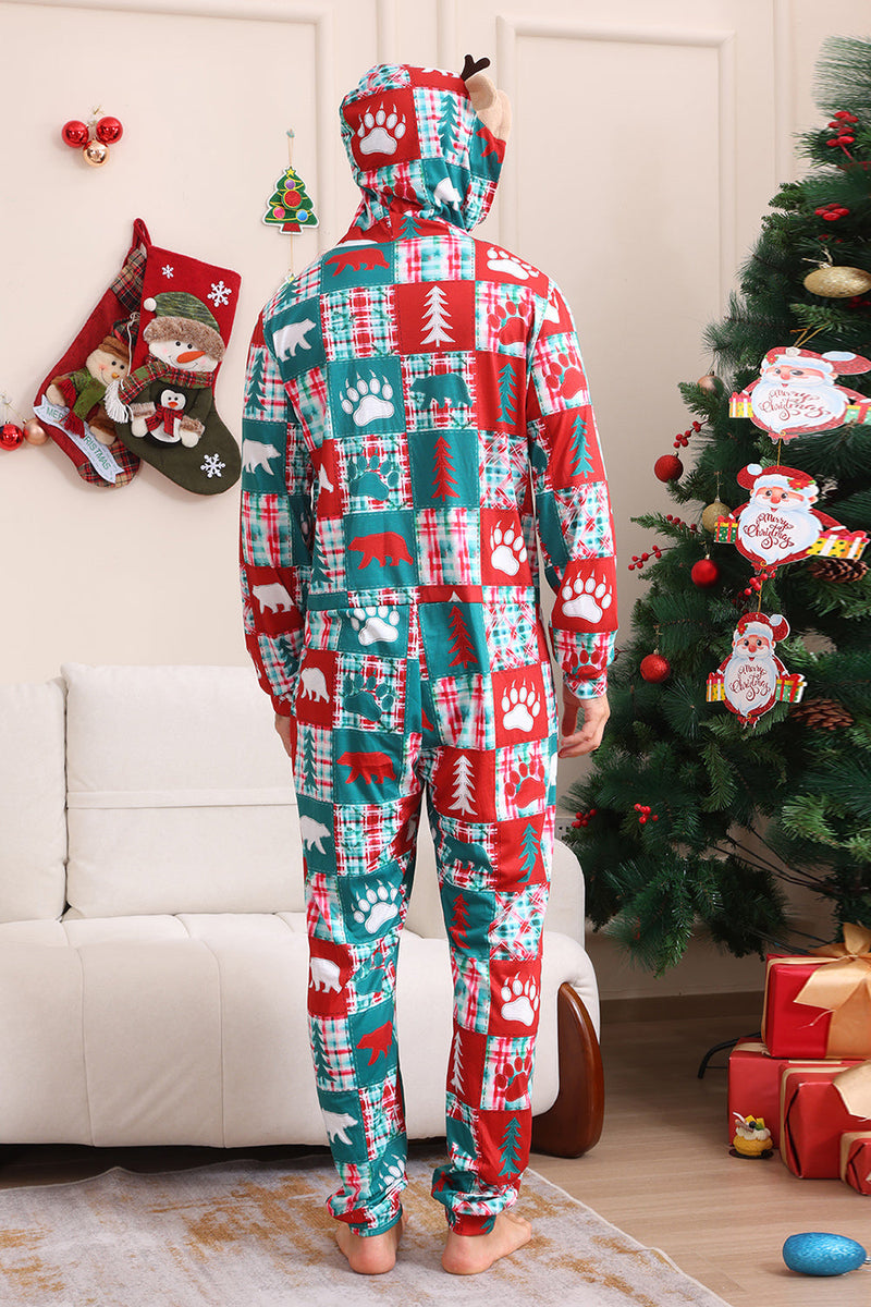 Load image into Gallery viewer, Red and Green Colorblock Christmas Hooded Family Pajama Set