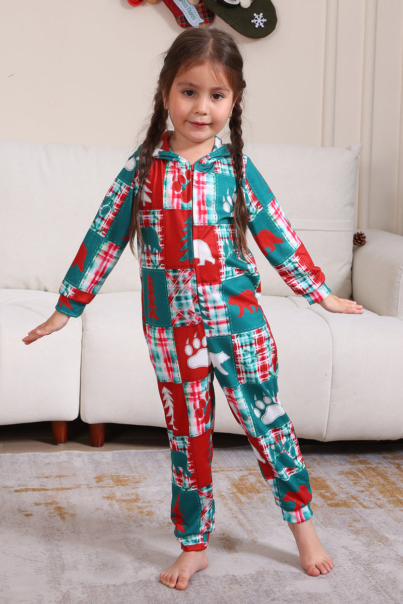 Load image into Gallery viewer, Red and Green Colorblock Christmas Hooded Family Pajama Set