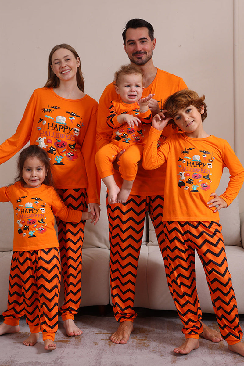 Load image into Gallery viewer, Orange Halloween Family Matching Pajama Set