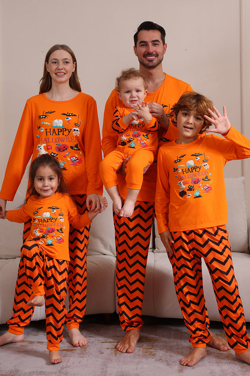 Load image into Gallery viewer, Orange Halloween Family Matching Pajama Set