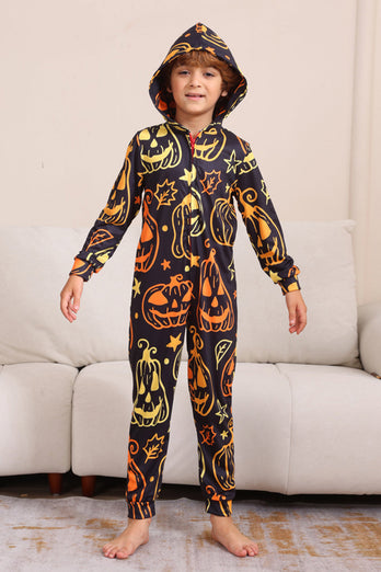 Black Print Halloween Family Matching Pajama Set