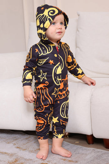 Black Print Halloween Family Matching Pajama Set