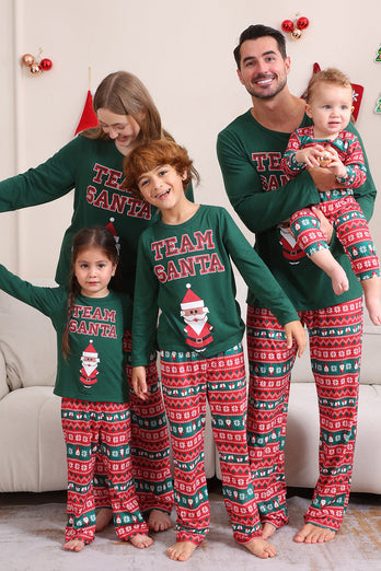 Dark Green Christmas Family Matching Pajamas Set