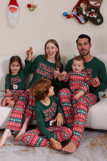 Dark Green Christmas Family Matching Pajamas Set