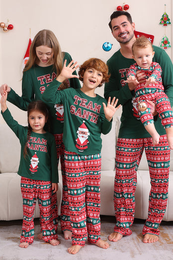 Dark Green Christmas Family Matching Pajamas Set