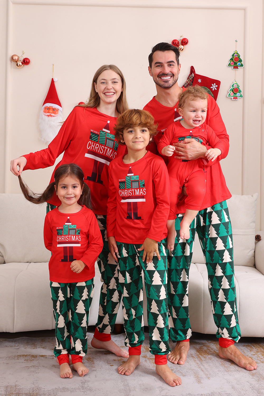 Red Print Christmas Family Matching Pajama Set