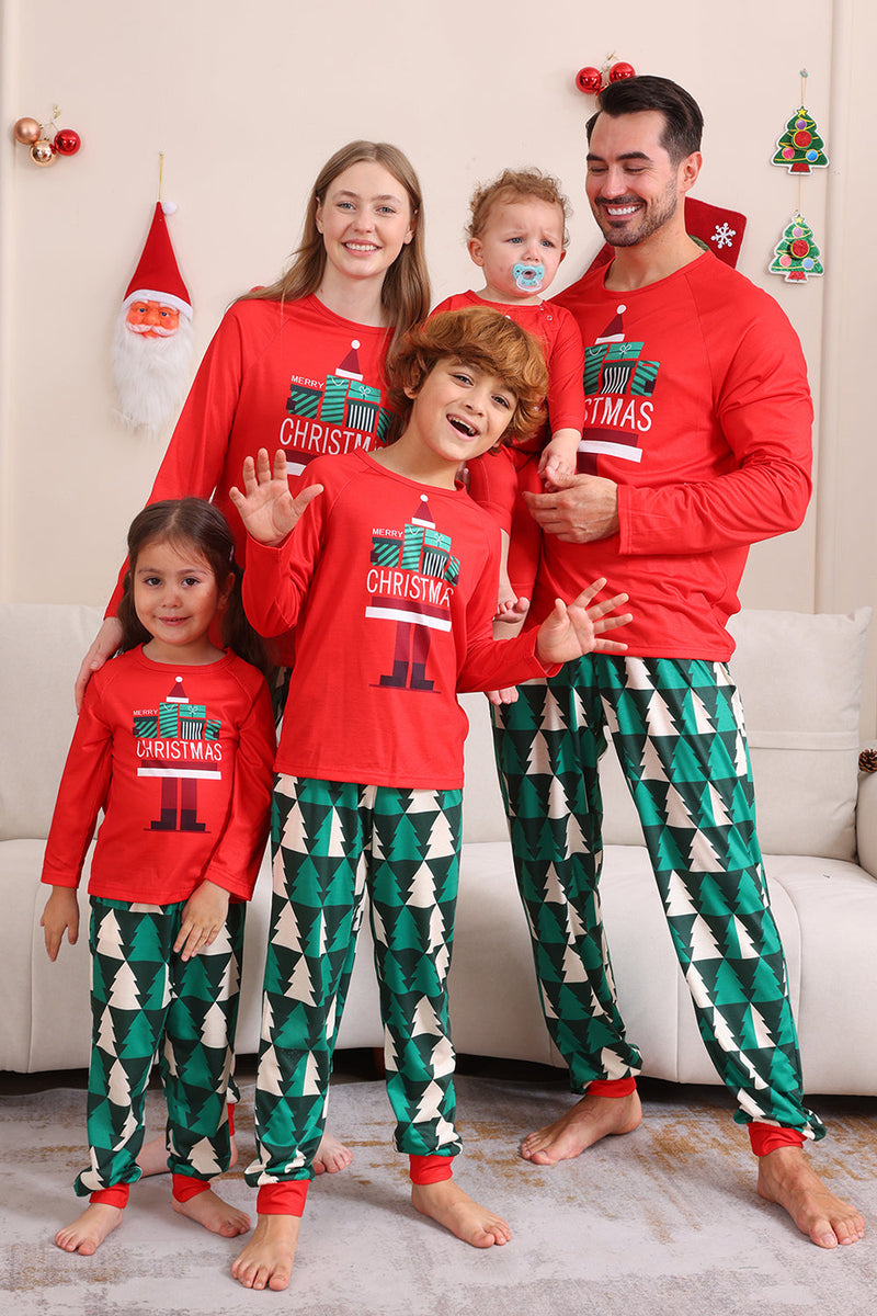 Load image into Gallery viewer, Red Print Christmas Family Matching Pajama Set