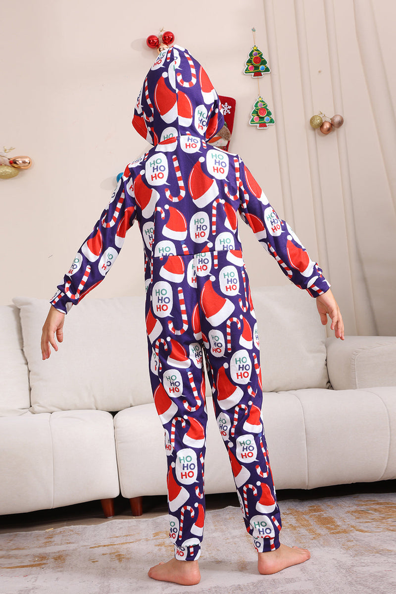 Load image into Gallery viewer, Dark Blue Pajama Set Red Hat Print Family Pajama Set