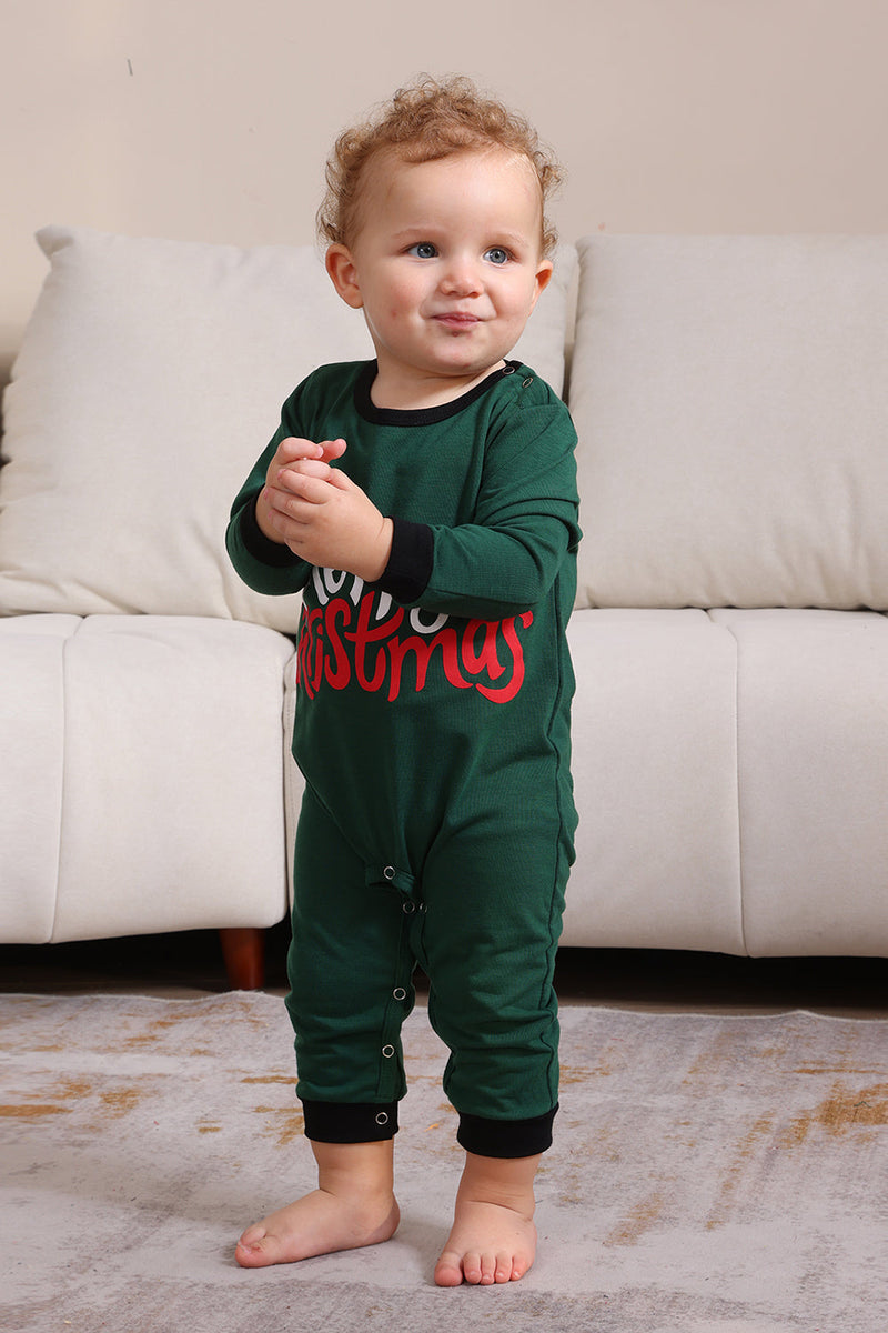 Load image into Gallery viewer, Dark Green Merry Christmas Family Pajama Set