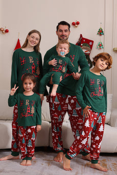 Dark Green Merry Christmas Family Pajama Set