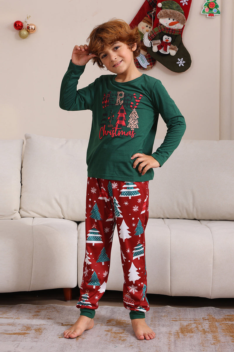 Load image into Gallery viewer, Dark Green Merry Christmas Family Pajama Set