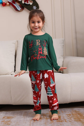 Dark Green Merry Christmas Family Pajama Set