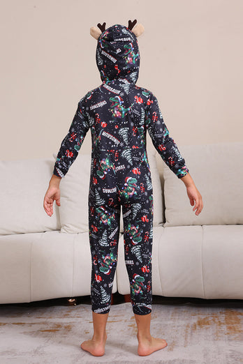 Christmas Navy Family Matching Hooded Pajamas