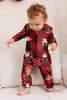 Load image into Gallery viewer, Burgundy Plaid Hooded Snowman Christmas Family Pajamas