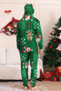 Load image into Gallery viewer, Green Snowflake Plaid Family Pajamas with Reindeer Hood