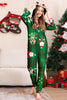 Load image into Gallery viewer, Green Snowflake Plaid Family Pajamas with Reindeer Hood