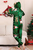 Load image into Gallery viewer, Green Snowflake Plaid Family Pajamas with Reindeer Hood