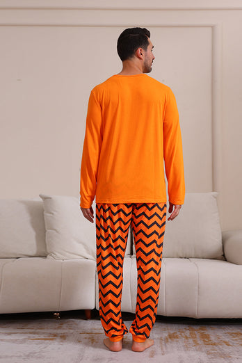 Orange Striped Halloween Family Pajamas