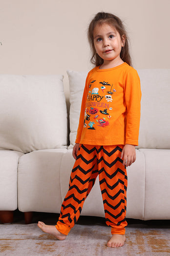 Orange Striped Halloween Family Pajamas