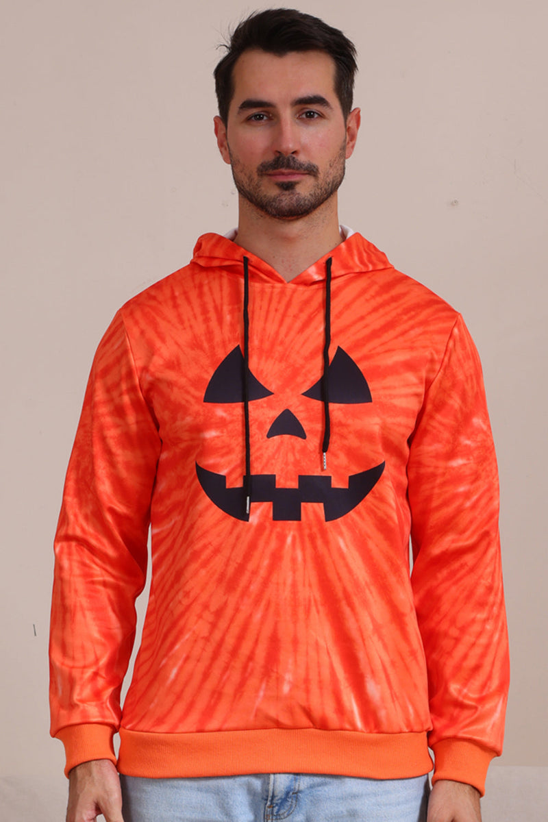 Load image into Gallery viewer, Orange Halloween Family Suit Long Sleeve Hooded Sweatshirt