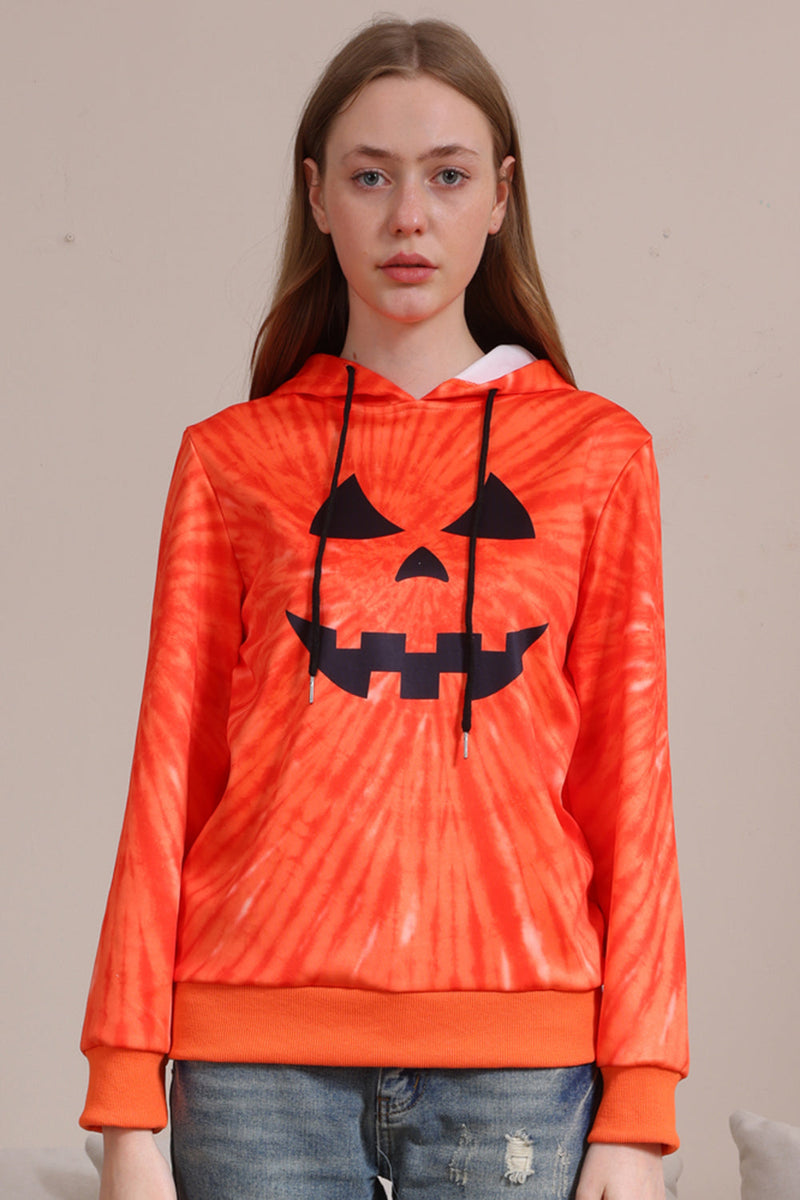 Load image into Gallery viewer, Orange Halloween Family Suit Long Sleeve Hooded Sweatshirt