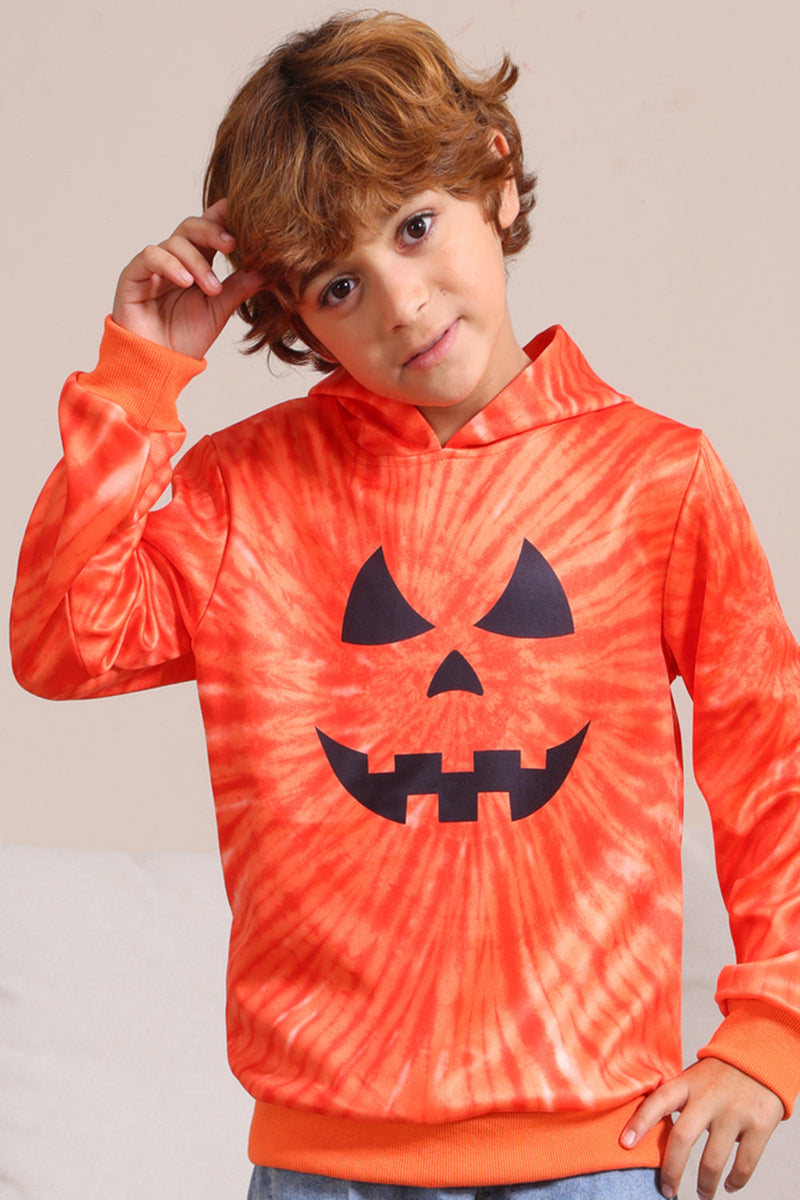 Load image into Gallery viewer, Orange Halloween Family Suit Long Sleeve Hooded Sweatshirt