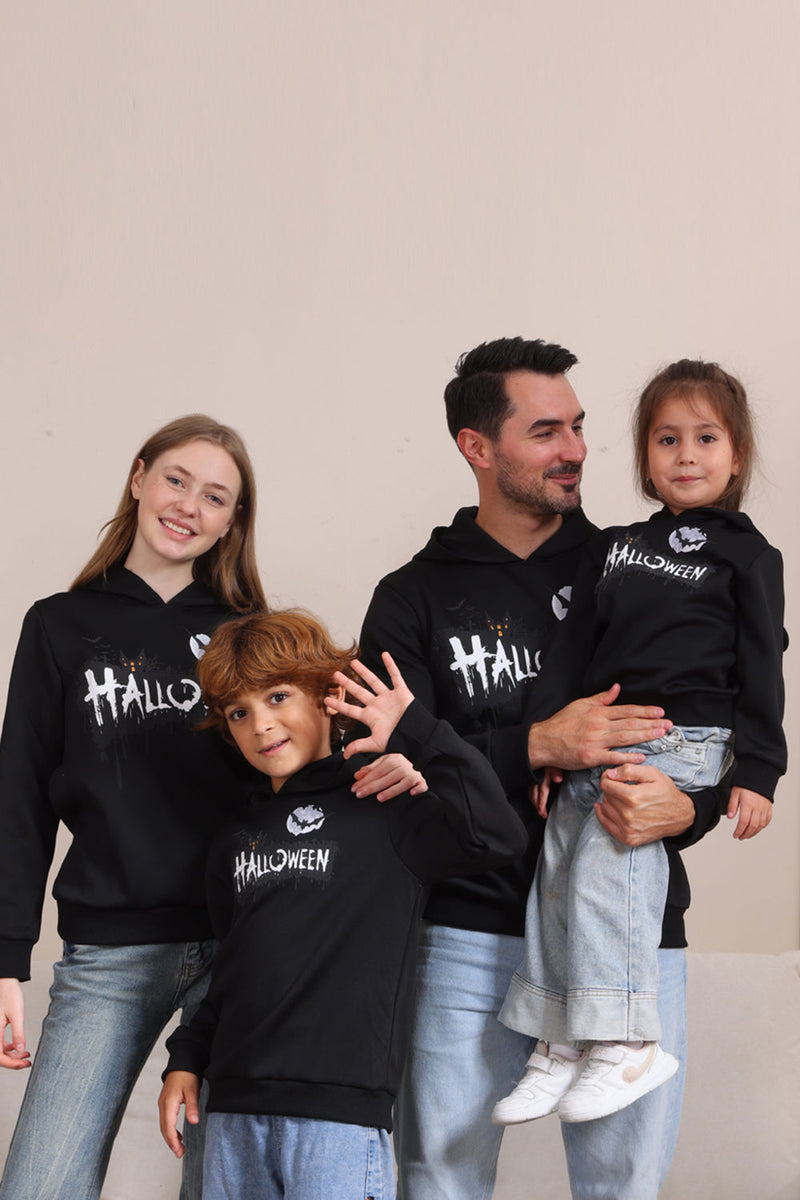 Load image into Gallery viewer, Black Halloween Family Costume Hooded Sweatshirt