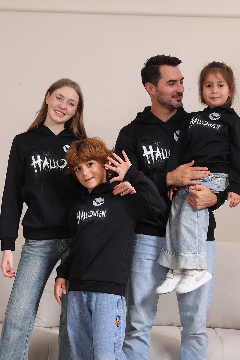 Load image into Gallery viewer, Black Halloween Family Costume Hooded Sweatshirt