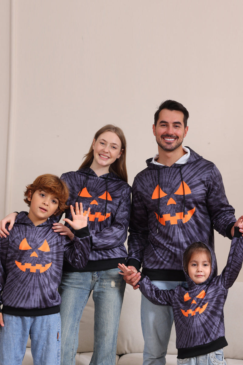 Load image into Gallery viewer, Grey Halloween Pumpkin Pattern Family Costume Hooded Top