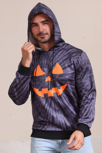 Grey Halloween Pumpkin Pattern Family Costume Hooded Top