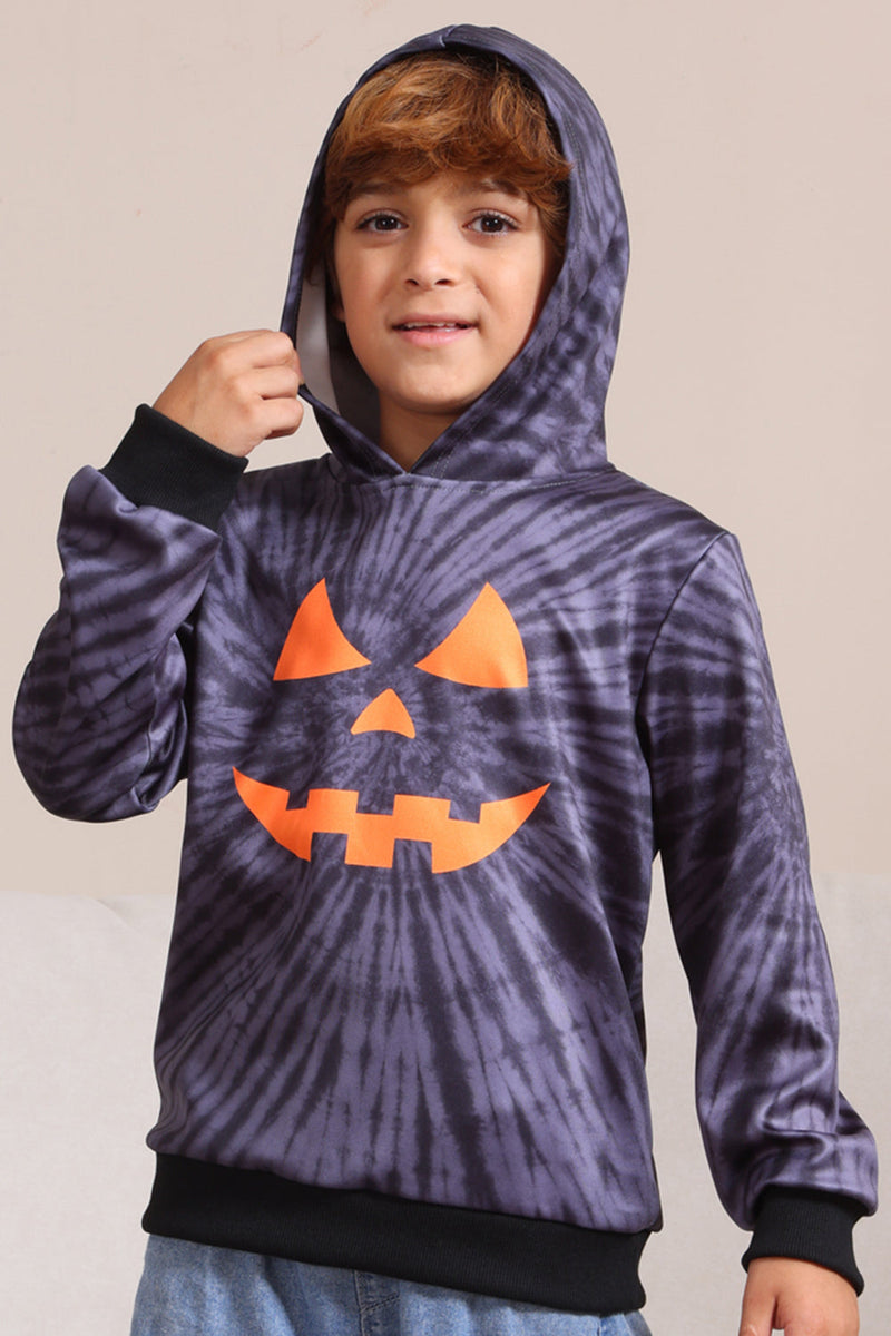 Load image into Gallery viewer, Grey Halloween Pumpkin Pattern Family Costume Hooded Top