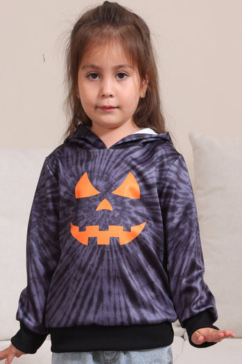 Grey Halloween Pumpkin Pattern Family Costume Hooded Top