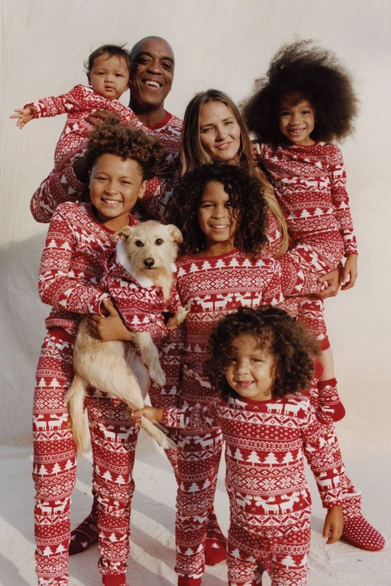 Load image into Gallery viewer, Red Christmas Pattern Printed Family Matching Pajama Sets