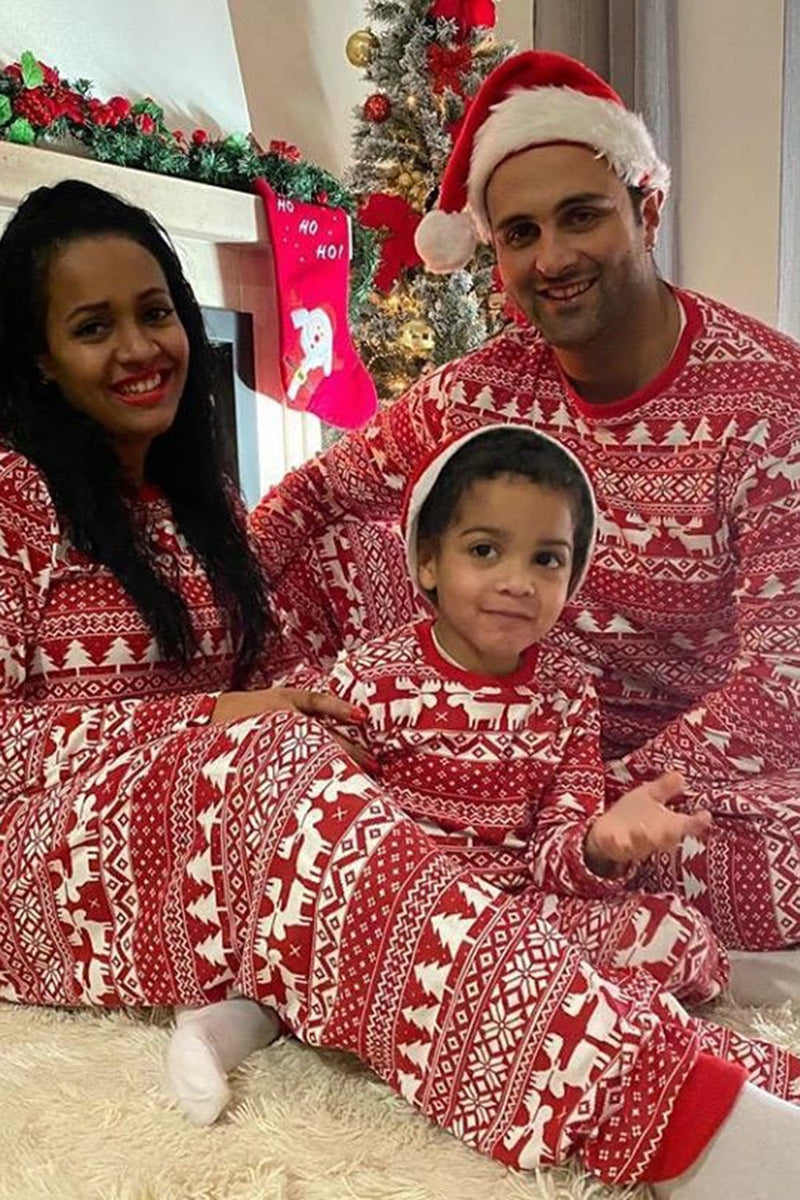 Load image into Gallery viewer, Red Christmas Pattern Printed Family Matching Pajama Sets