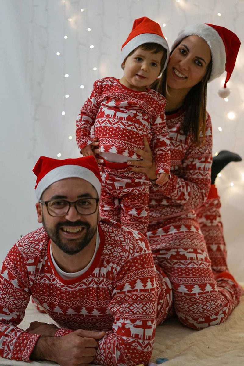 Load image into Gallery viewer, Red Christmas Pattern Printed Family Matching Pajama Sets