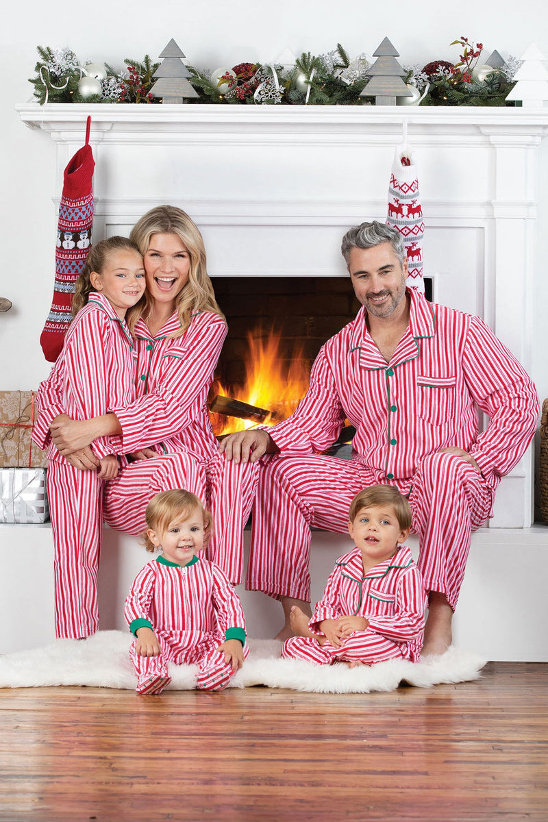 Load image into Gallery viewer, Red Stripes Printed Notched Lapel Family Pajama Sets