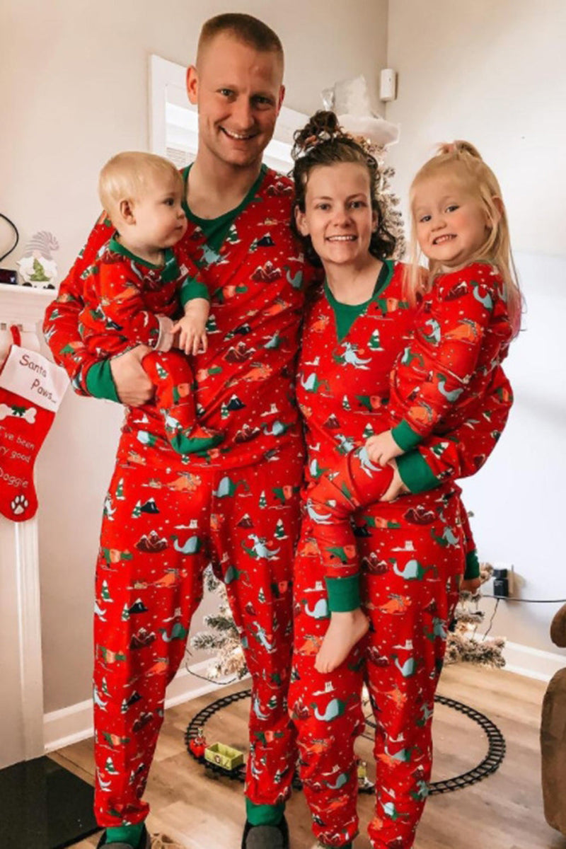 Load image into Gallery viewer, Red Animals Printed Christmas Family Pajama Sets