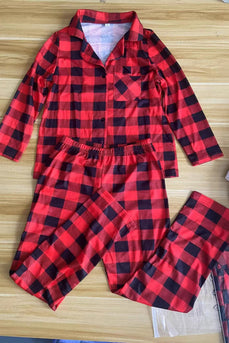 Red and Black Plaid Long Sleeves Family Matching Pajama Sets