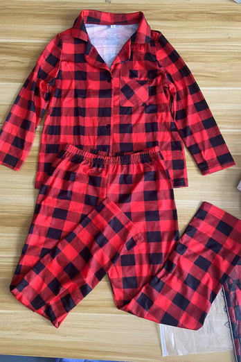 Red and Black Plaid Long Sleeves Family Matching Pajama Sets