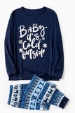 Navy Letter Printed Christmas Family Pajama Sets