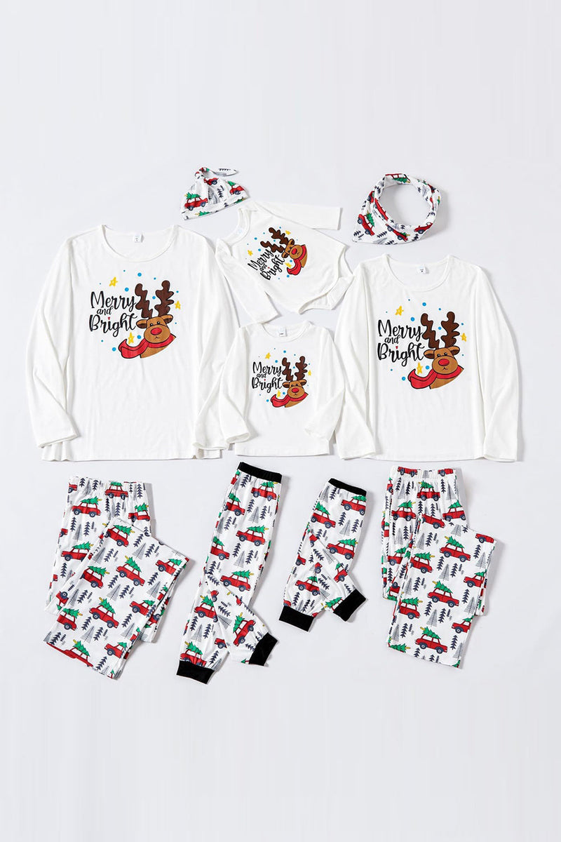 Load image into Gallery viewer, White Deer Printed Christmas Family Pajamas Set