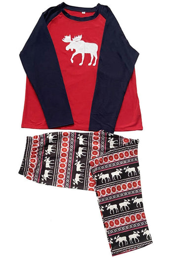 Red Family Pajama Reindeer Long Sleeve Christmas Pajama Set