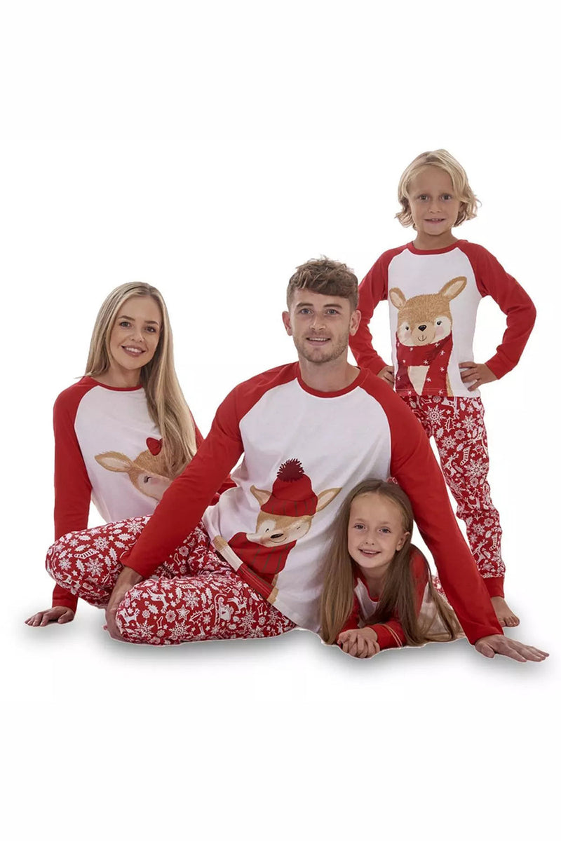 Load image into Gallery viewer, Suitable for Family Adult Deer Christmas Cotton Clothes Large Size Red Pajamas Set