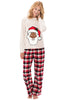 Load image into Gallery viewer, New Family Christmas Cartoon Santa Claus Long Sleeve Top with Plaid Pants White Christmas Pajamas Set