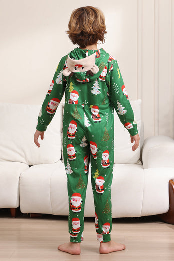 Green Christmas Pajamas for Family Matching Christmas for Women Men Hooded One Piece Pjs Holiday Sleepwear