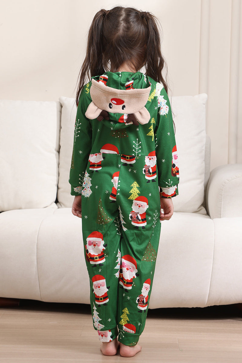 Load image into Gallery viewer, Green Christmas Pajamas for Family Matching Christmas for Women Men Hooded One Piece Pjs Holiday Sleepwear